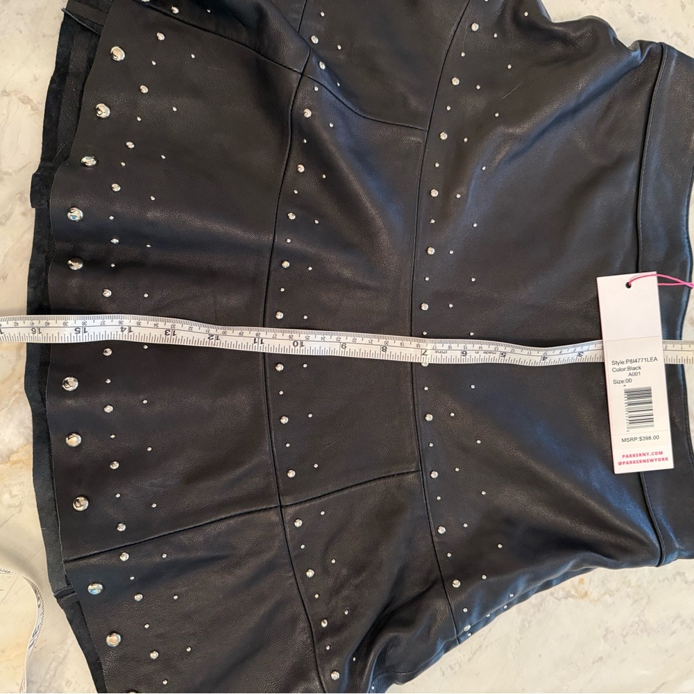 Parker Alex studded leather mini skirt NWT MSRP $398 - Picture 5 of 7